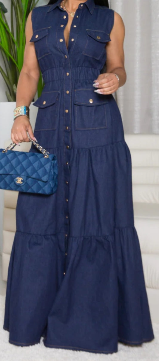 Dark Denim Button Up Maxi